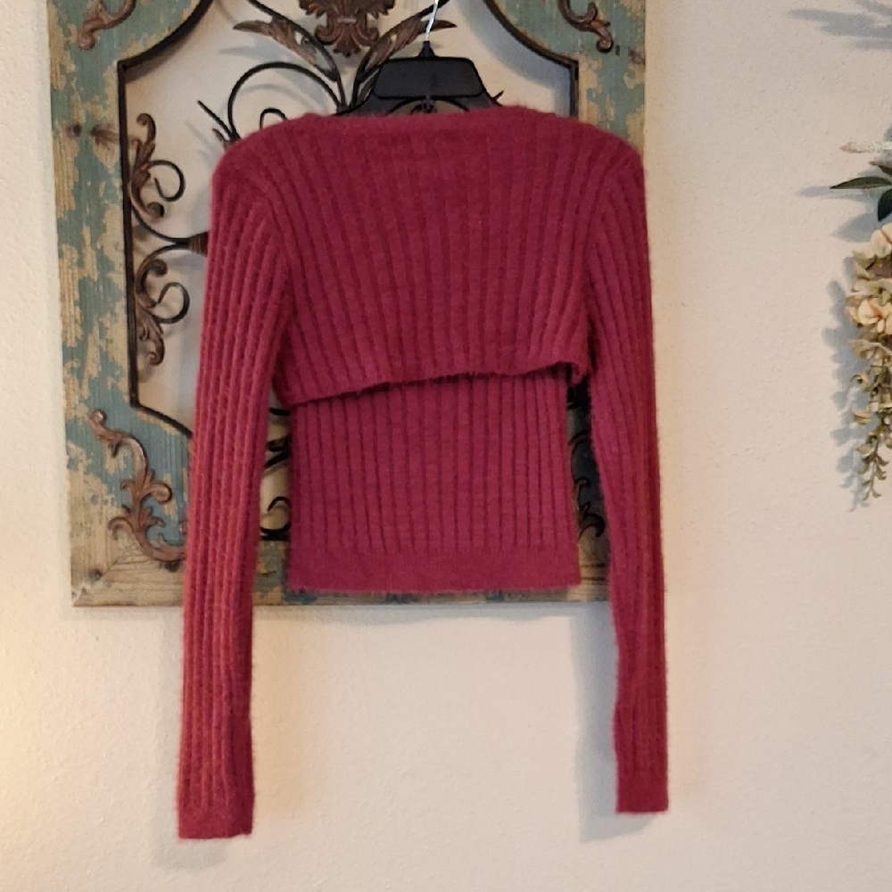🔥 3 for $25 SALE Lulu's Raspberry 2 pc. Ribbed Sweater Set. NWOT Size Medium - Picture 7 of 11
